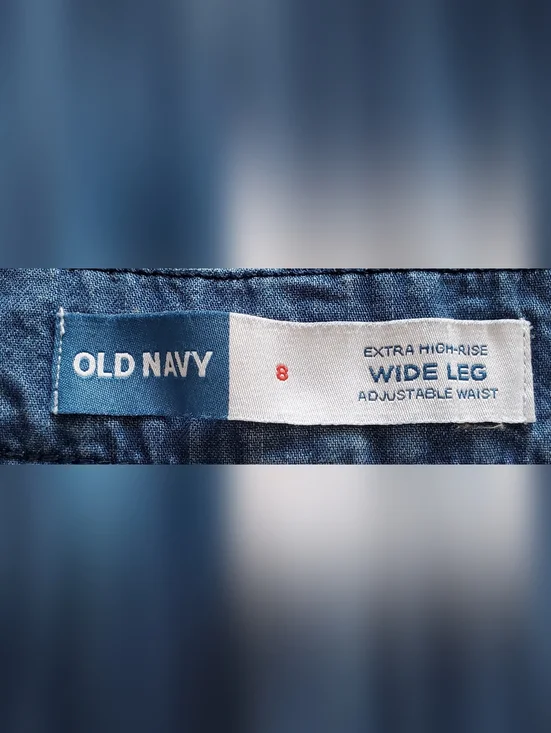 Old Navy Extra High-Rise Wide Leg Jeans Adjustable Waist SZ 8 - Picture 2 of 13